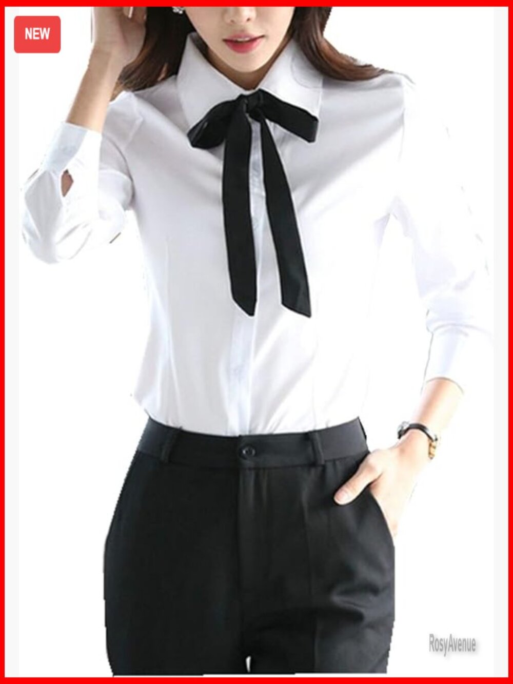 Women's Long Sleeve Button Down Blouse with Tie Back Ruffle Front